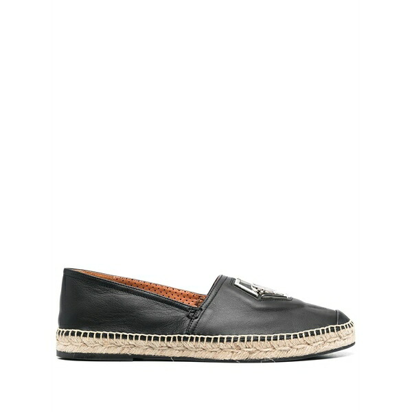 フィリップ飾り気の無い メンズ サンダル シューズ Logo-plaque leather espadrilles Black