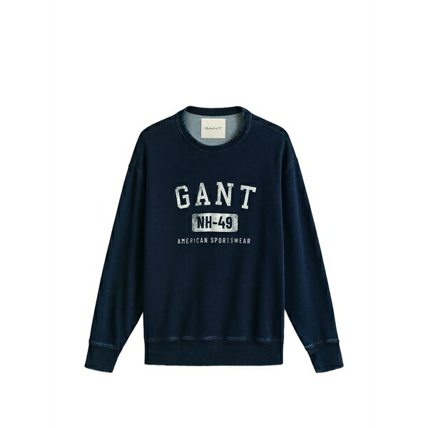 ガント メンズ パーカー・スウェットシャツ アウター Logo-print crew-neck sweatshirt Blue|asty