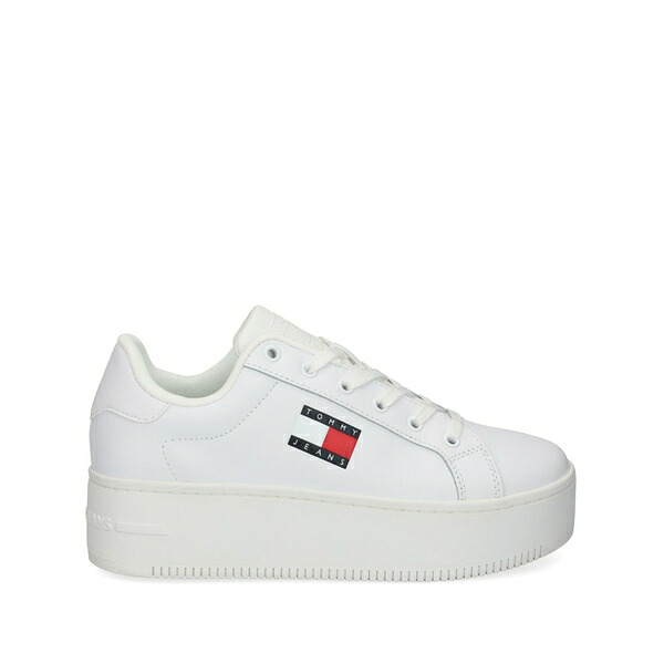トミーヒルフィガー レディース スニーカー シューズ Leather flatform sneakers White|asty