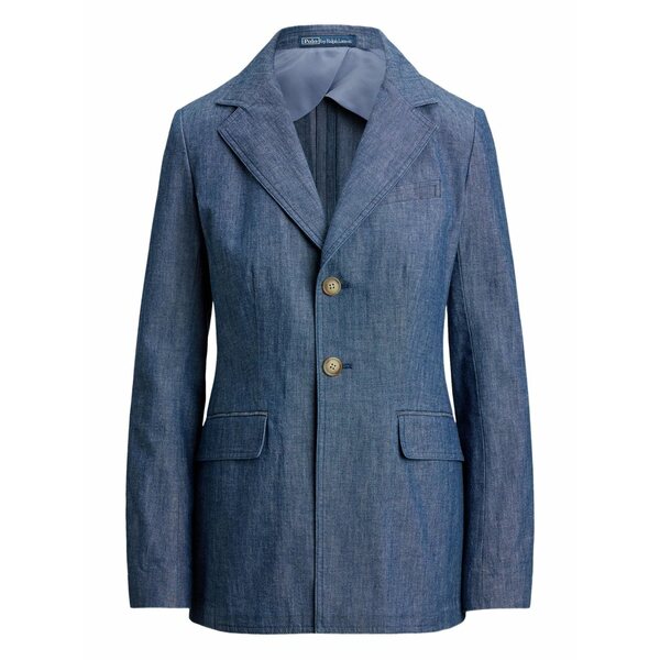 ラルフローレン レディース 上衣＆上衣 アウター Single-breasted chambray blazer Blue