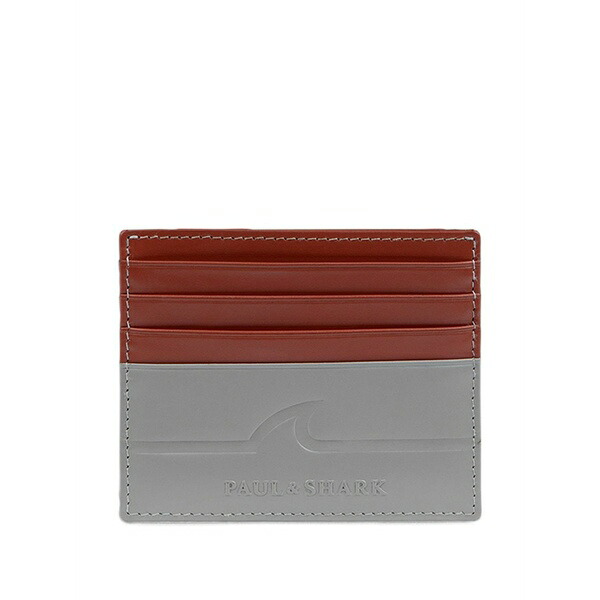 ポールアンドシャーク メンズ がま口 付属品 Fin-embossed leather card holder Brown 財布・ケース-バッグ・小物・ブランド雑貨-メンズ財布
