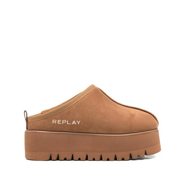 リプレイ レディース サンダル シューズ Topstitch  calf suede mules Brown