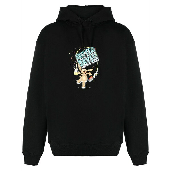 マーティン・ローズ メンズ パーカー・スウェットシャツ アウター Better days-print cotton hoodie Black