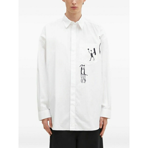 材木 材木 メンズ プルオーバー トップス Rofus patch-pocket print shirt White