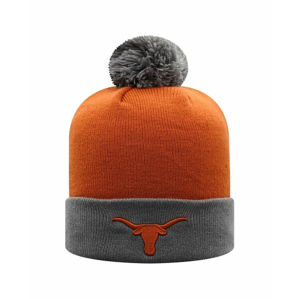 予約】 Gray Orange アクセサリー Men's Orange, 帽子 Cuffed Longhorns トップ with ワールド  Texas 2-Tone Core Knit Pom オブ メンズ Hat ザ and 帽子