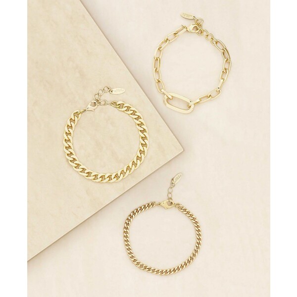 最新情報 エティカ レディース ブレスレット バングル アンクレット アクセサリー Gold Plated Chain Link Bracelet  Set of 3 somaticaeducar.com.br