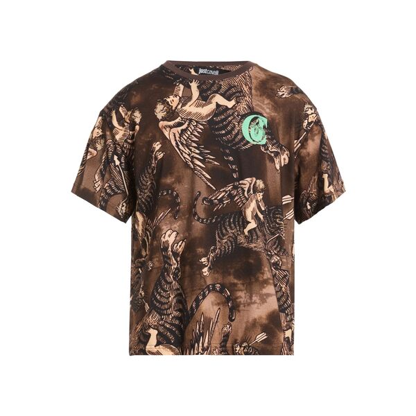 【貨物輸送無料】 ロベルトカヴァリ メンズ プルオーバー トップス T-shirts Brown
