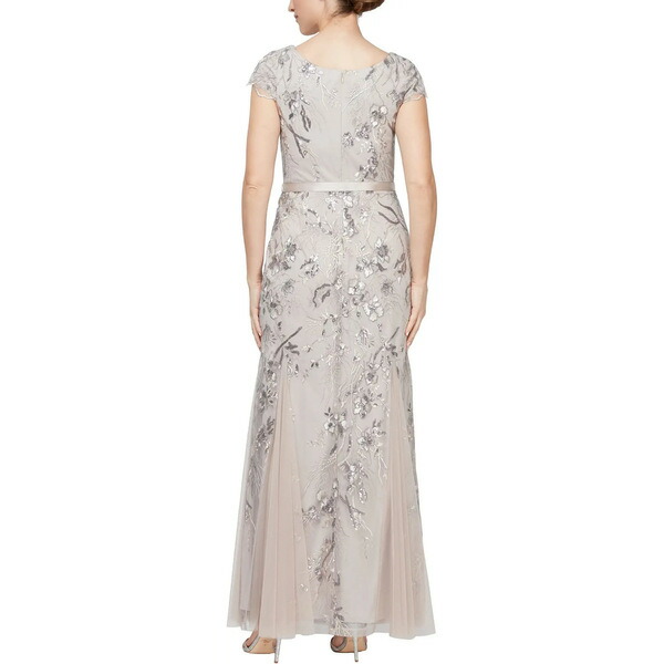 パネル アレックスイブニングス レディース ワンピース トップス Beaded Scallop Lace Sheath Dress