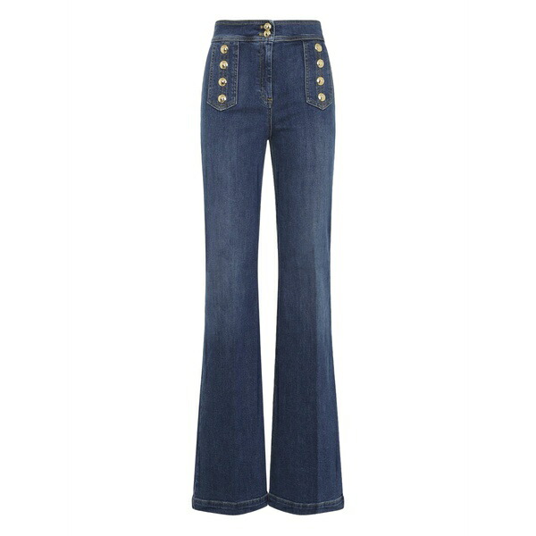 エリザベスフランキ レディース ジーンズズボン下 ボトムス Button-detail belt-loop jeans Blue
