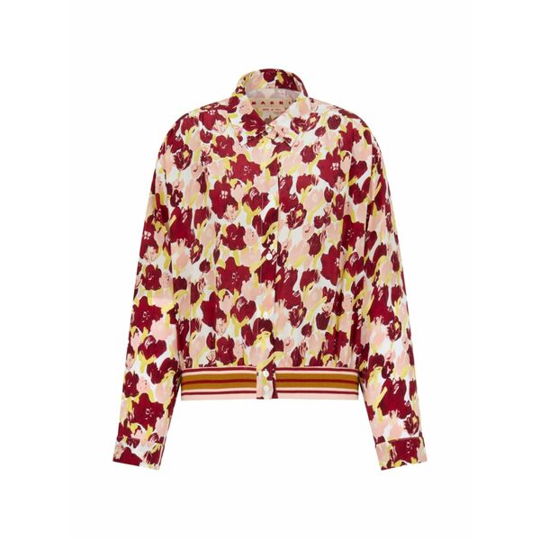 マルニ レディース シャツ トップス Floral striped silk shirt Red｜asty