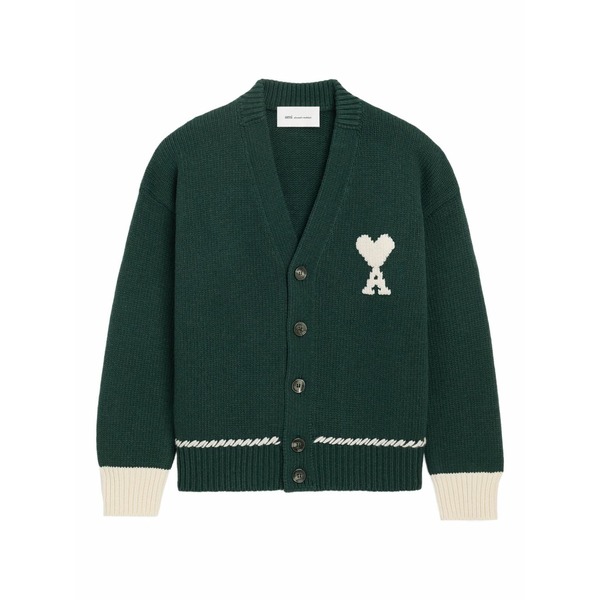 意中の女 メンズ ジレー アウター Ami de coeur embroidered cardigan Green