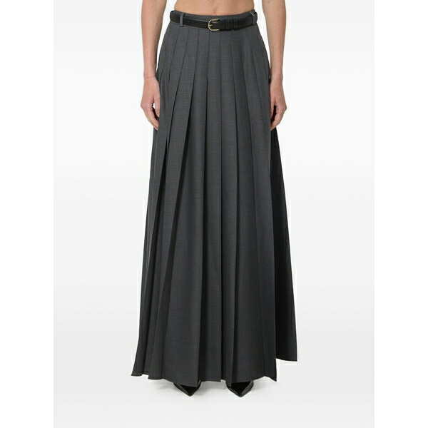 セルフ・ポートレイト レディース スコート ボトムス Belted pleated maxi skirt Grey