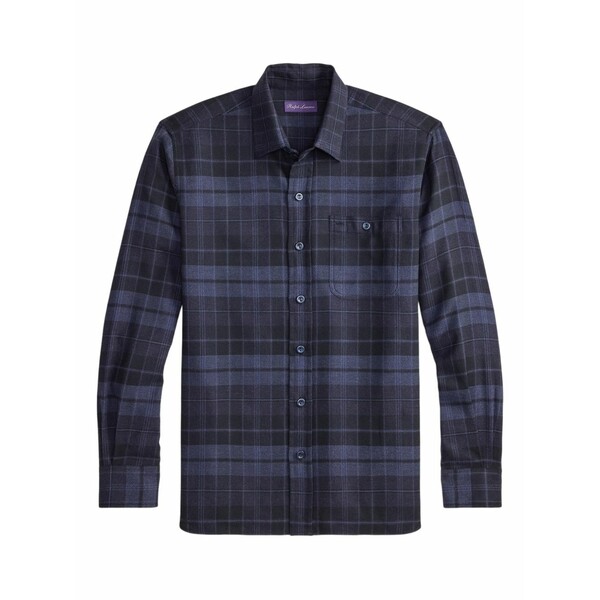 ラルフ・ローレン パープルレーベル メンズ プルオーバー トップス Plaid twill shirt Blue