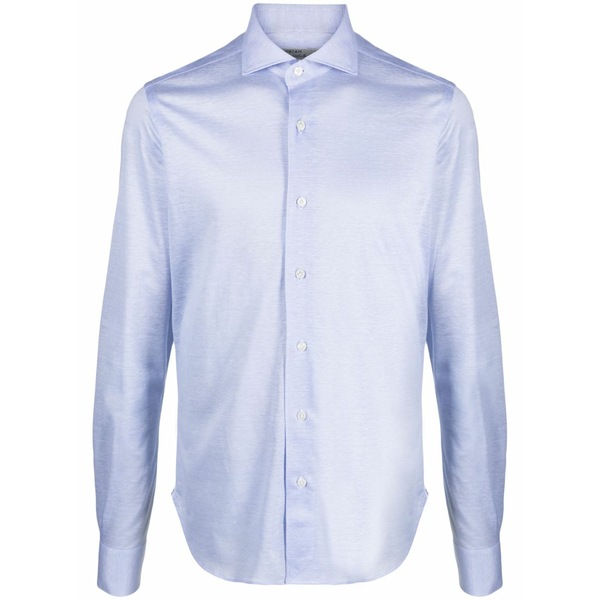 オリアン メンズ ティーシャツ トップス Long-sleeve buttoned shirt Blue