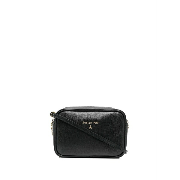 パトリツィア ペペ レディース ショルダーバッグ 御徒面子 Logo-plaque leather crossbody bag Black
