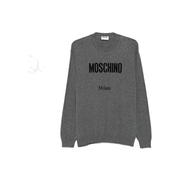 モスキーノ メンズ 編み物\u0026プルオーバー アウター Logo-print sweater Grey