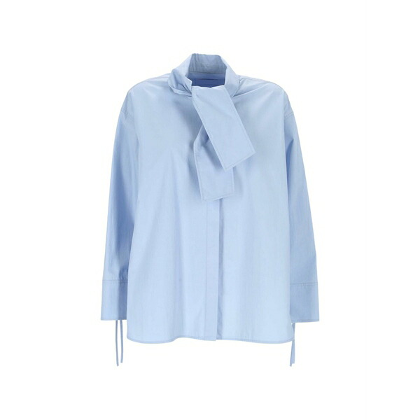 アグノラ レディース シャツ トップス Pussy-bow long-sleeve shirt Blue｜asty