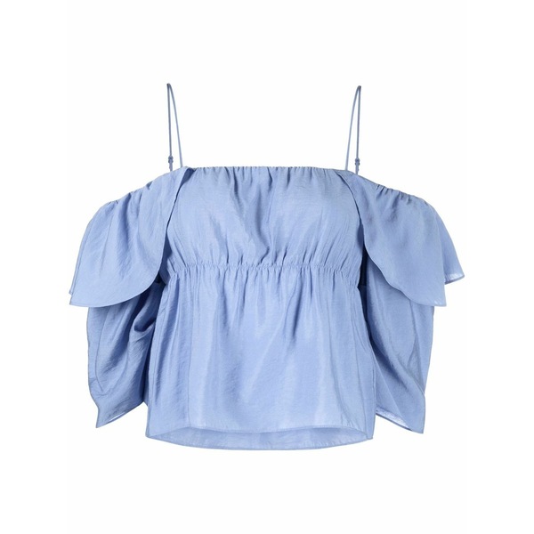 ヴィンス レディース プルオーバー トップス Cold-shoulder ruffle blouse  Blue