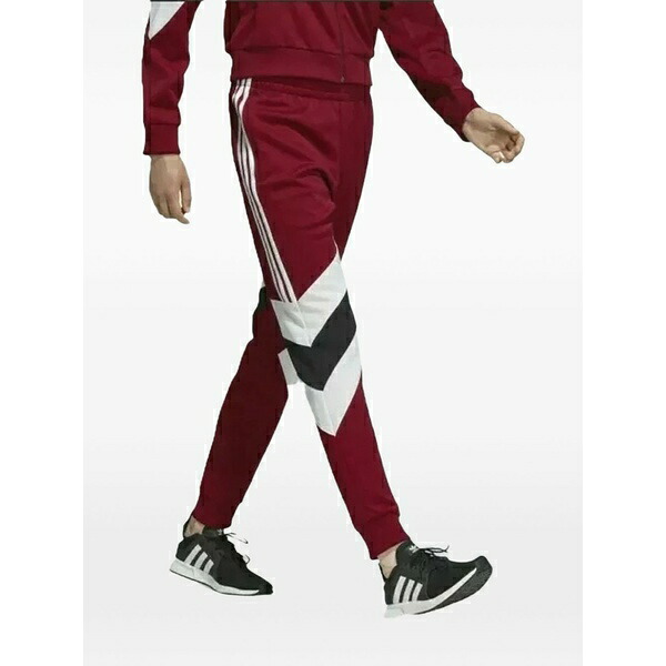 アディダス メンズ 心地よいズボン下 ボトムス Side-stripe track pants Red