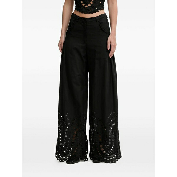チャロ ルイス イビザ レディース 心地好いズボン下 ボトムス Ray eyelet wide trousers Black