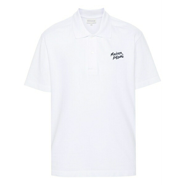 住み処 稲荷 メンズ スポーツシャツ トップス Handwriting cotton polo shirt White