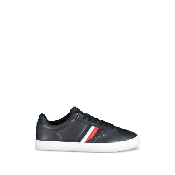 トミー ヒルフィガー メンズ スニーカー シューズ Side-stripe leather sneakers Blue