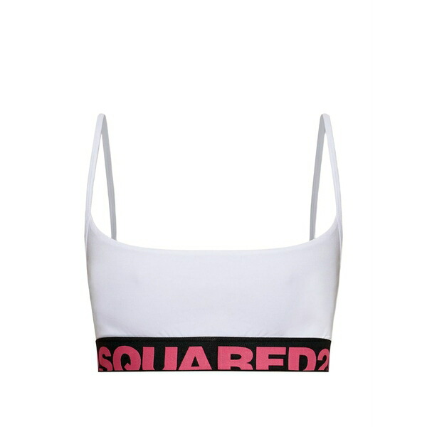 ディースクエアード レディース カットソー トップス Logo-underband sports bra White