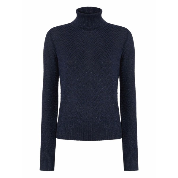 ミッソーニ レディース 編み物\u0026プルオーバー アウター Chevron-pattern turtleneck sweater Blue