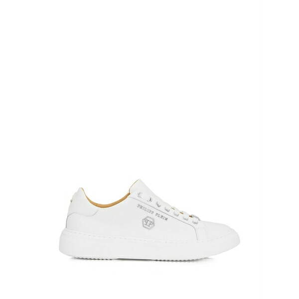 フィリップ飾り気のない メンズ スニーカー シューズ Hexagon-logo leather sneakers White