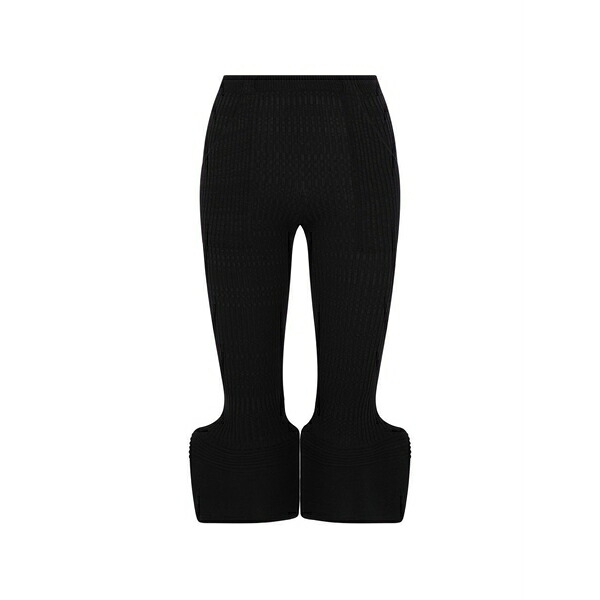 イッセイミヤケ レディース 心地よいズボン下 ボトムス Ribbed-knit flared trousers Black