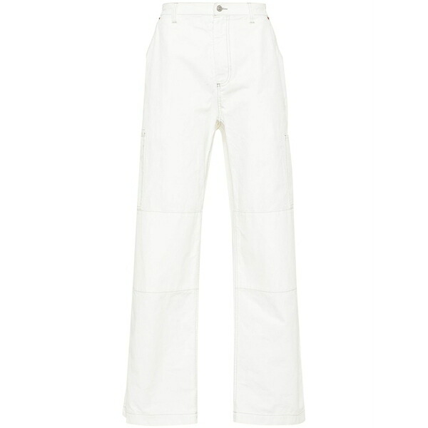 マルタンマルジェラ メンズ 心地よいズボン下 ボトムス Embroidered-logo straight-leg trousers White