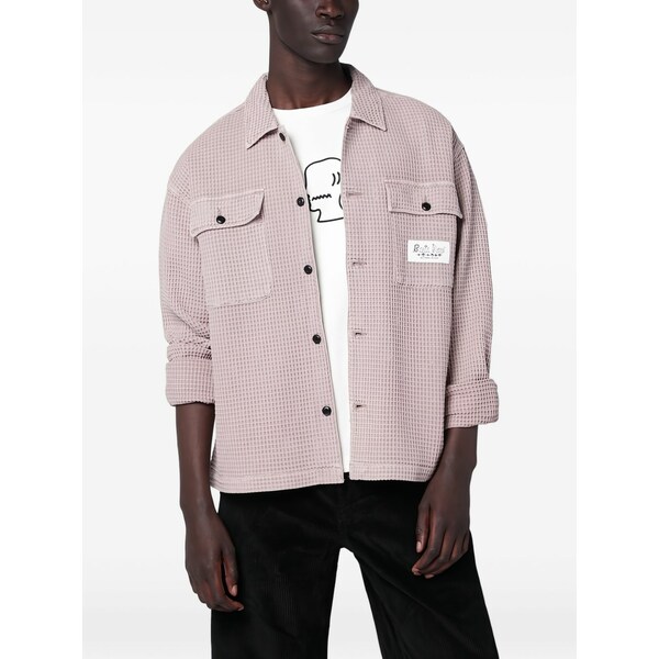 ブレインデッド メンズ プルオーバー トップス Textured pocket casual shirt Pink
