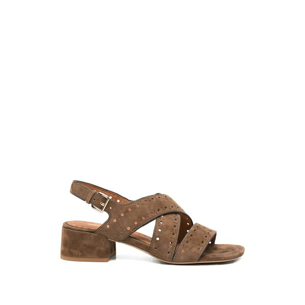 青碧ノ プレミ レディース サンダル シューズ Perforated crossover sandals Brown
