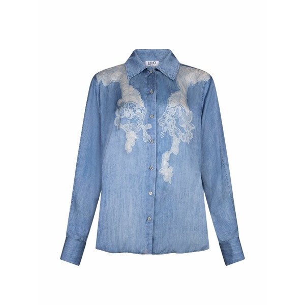 リュージョー レディース プルオーバー トップス Digital-print shirt Blue