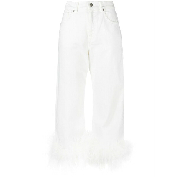 パロッシュ レディース ジーンズズボン下 ボトムス Feather-trim stretch-cotton jeans White