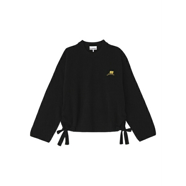 ガニー レディース 編み物\u0026ティーシャツ アウター Tie-detail sweater Black
