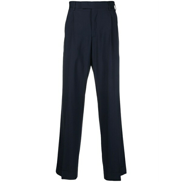 PTトリノ メンズ カジュアルパンツ ボトムス Straight-leg wool tailored trousers Blue｜asty
