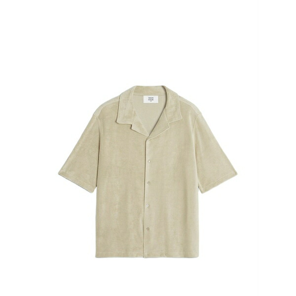 住み家 稲荷 メンズ プルオーバー トップス Buttoned towelling shirt Neutrals