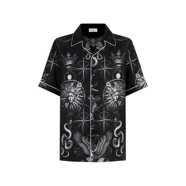 フィリップ飾り気の無い メンズ プルオーバー トップス Printed shirt Black