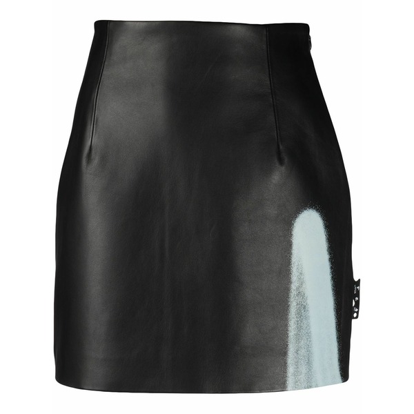 象牙色 レディース スコート ボトムス Graffiti detail mini leather skirt -