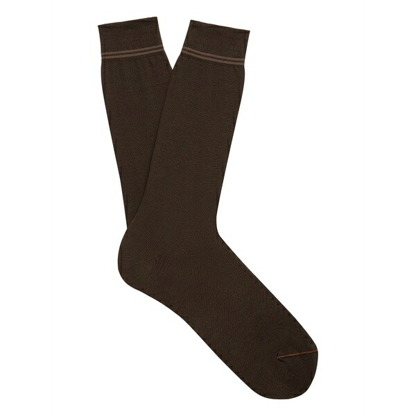 ゼニア メンズ 靴下 アンダーウェア Stripe-detail socks Brown｜asty