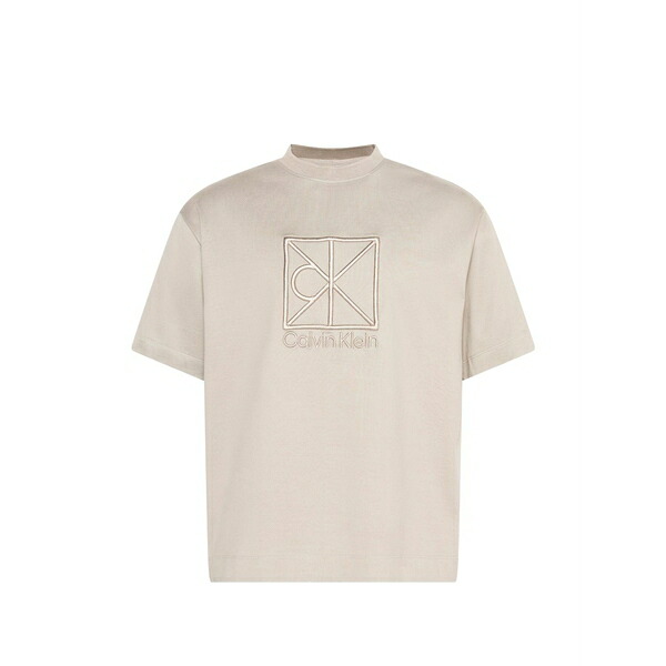 カルバンクライン メンズ ティーシャツ トップス Logo-embroidered t-shirt Grey