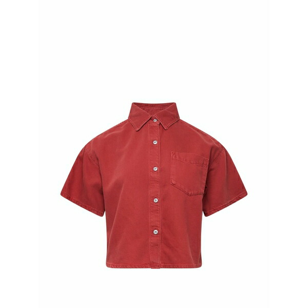 ラグアンドボーン レディース プルオーバー トップス Short-sleeved cropped shirt Red