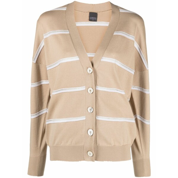 ロレーナアントニアッツィ レディース カーディガン アウター Striped knitted cardigan Neutrals｜asty