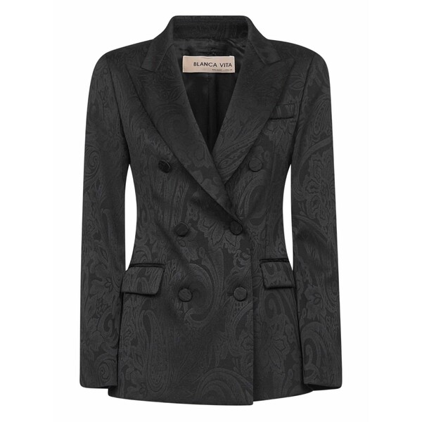 ブランカ ヴィータ レディース 上衣＆上衣 アウター Floral-motif double-breasted blazer Black