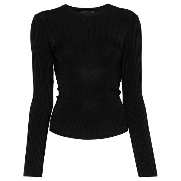 マグラー レディース 編み物\u0026スウェーター アウター Sculpting knit top Black