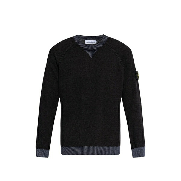 ストーンアイランド メンズ 編み物\u0026スウェーター アウター Logo-patch crew-neck sweater Black