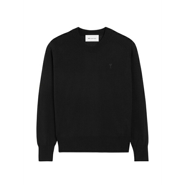 意中の女 メンズ 編み物\u0026スウェーター アウター Ami de coeur crew-neck sweater Black