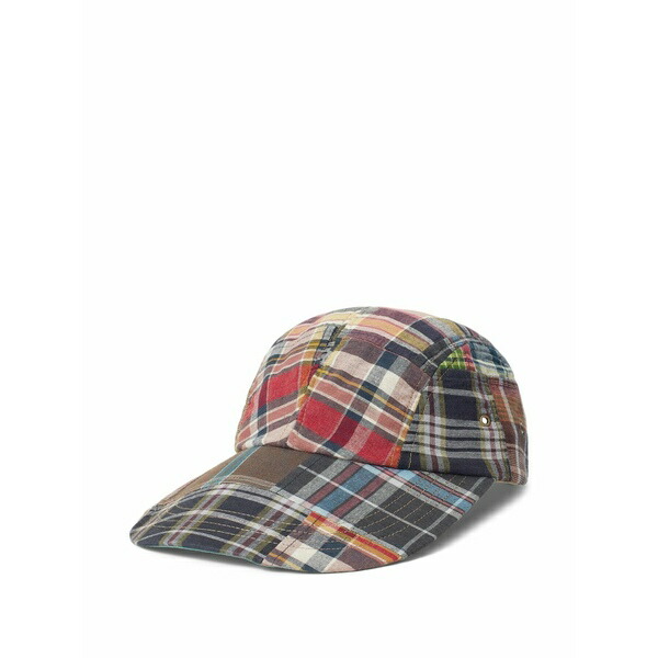 ラルフローレン メンズ かぶり笠 佩び物 Long-bill panel patchwork madras cap Blue