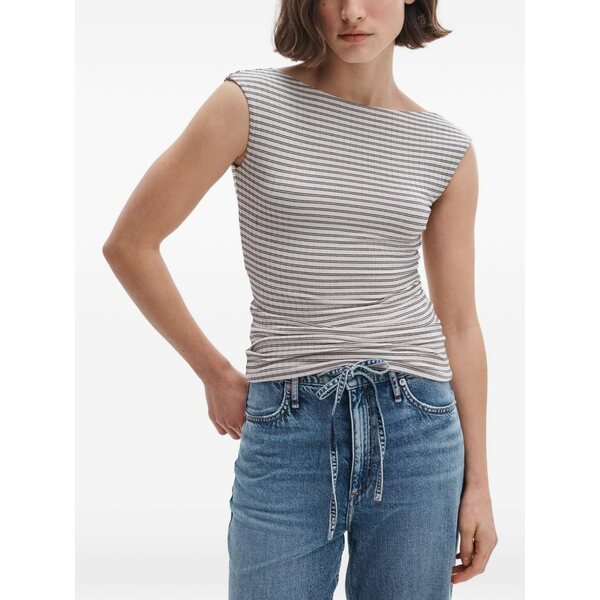 ラグアンドボーン レディース カットソー トップス Luca stripe-rib t-shirt White